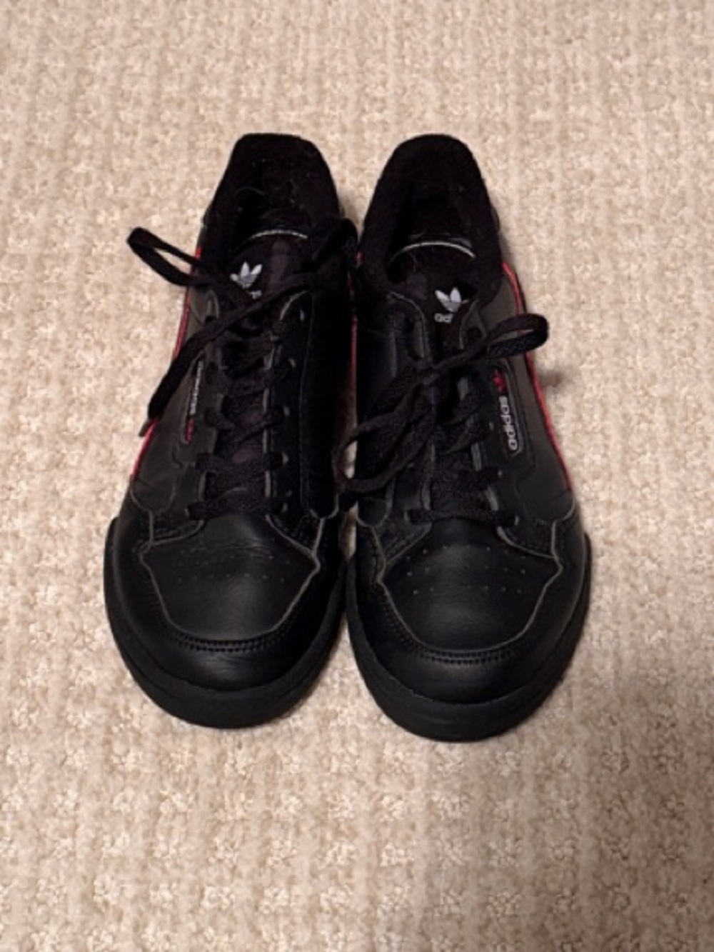 adidas Kids Black Sneakers with Pink Accents